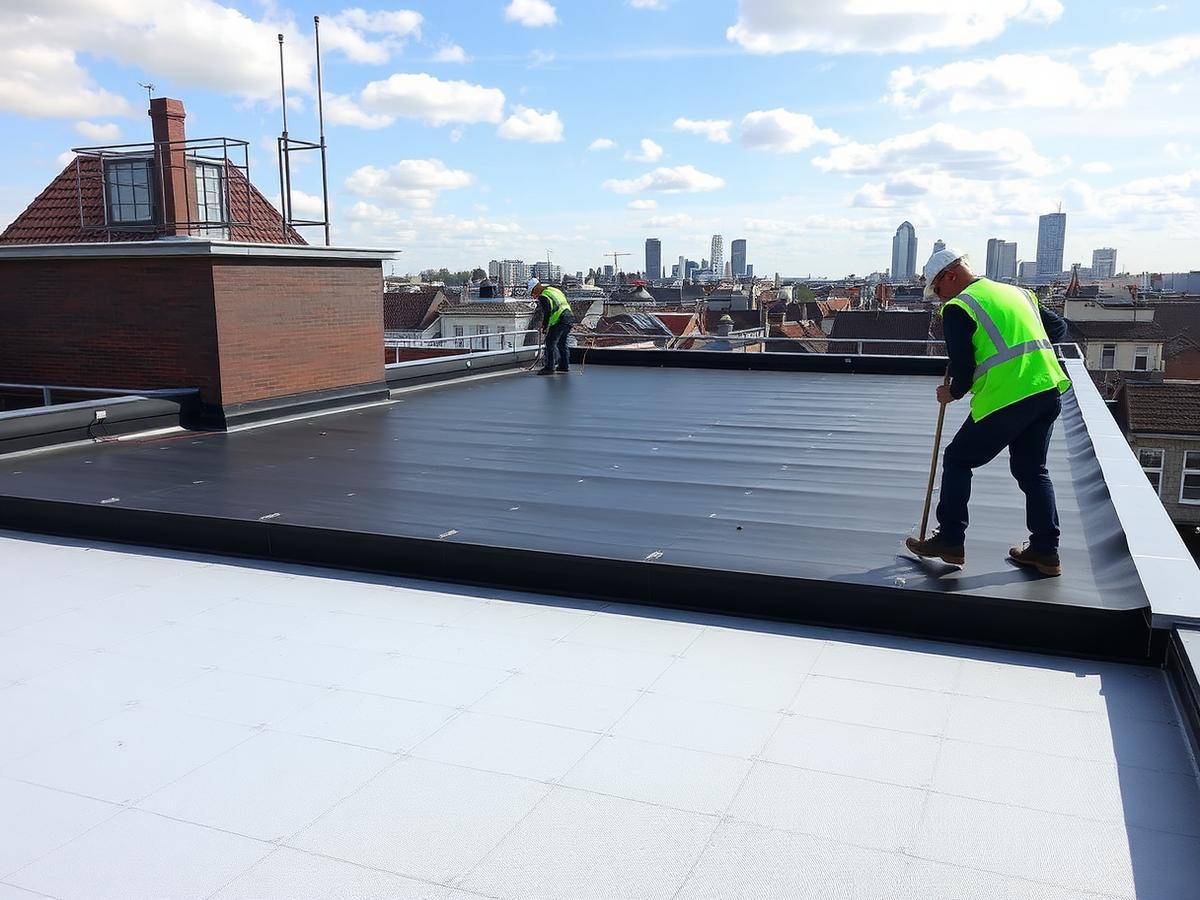 Plat dak in EPDM — garage 32 m²